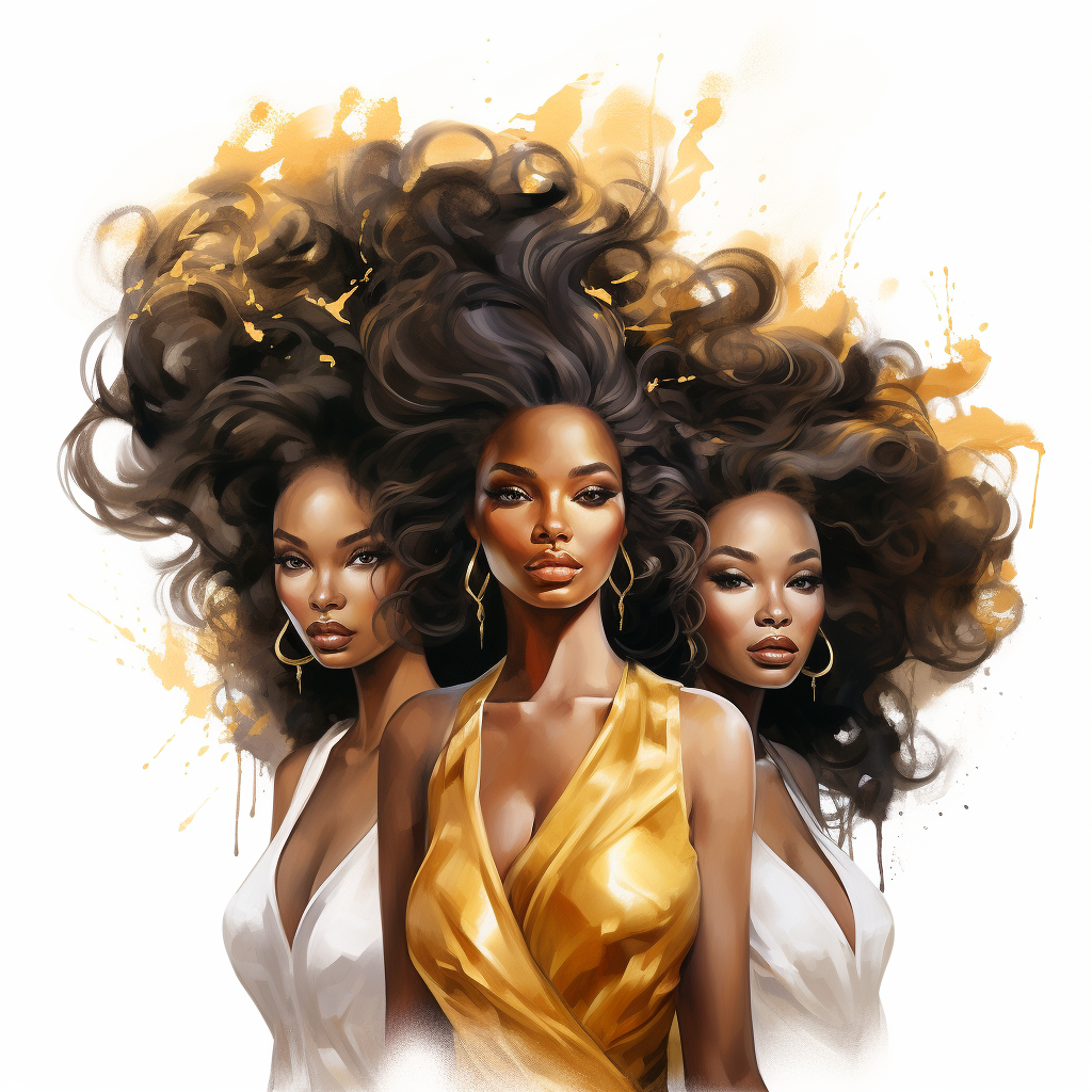 African women with elegant hair in the wind