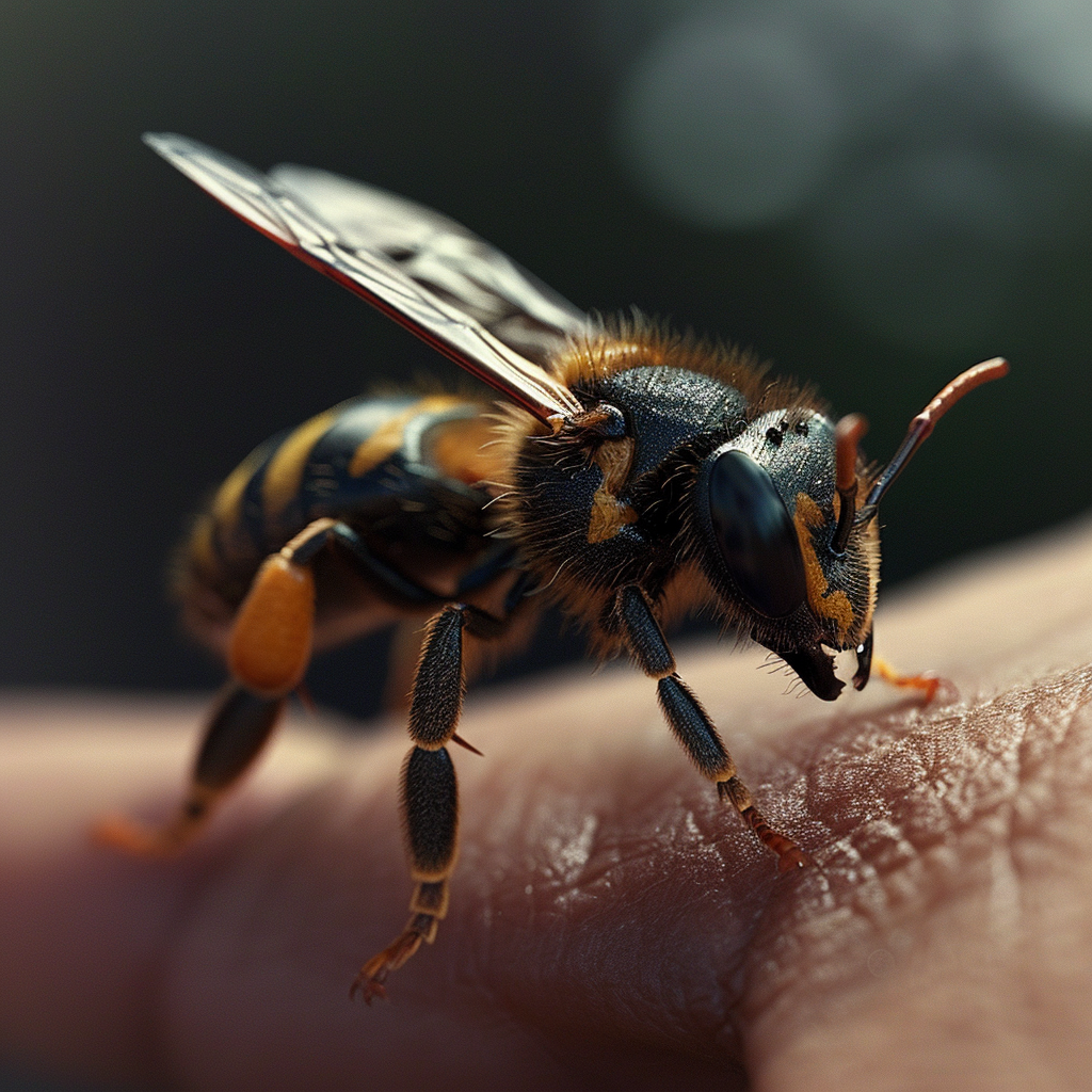 Africanized Bee attacking with sharp sting