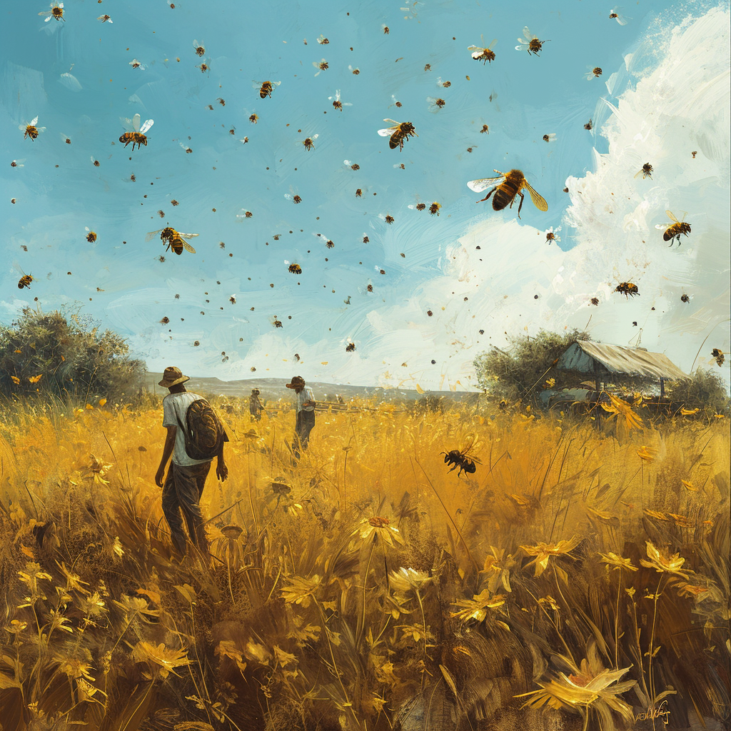 Africanized Bee attacking in field