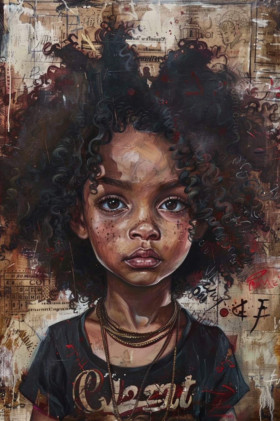 Tim Okamura's Painting of Afro American Child