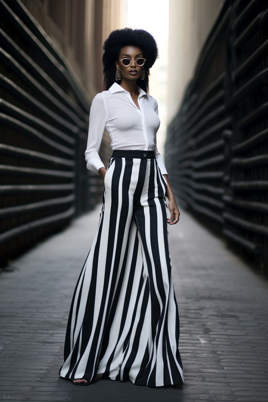 Fashionable Afrobeatista in Wide Leg Pants