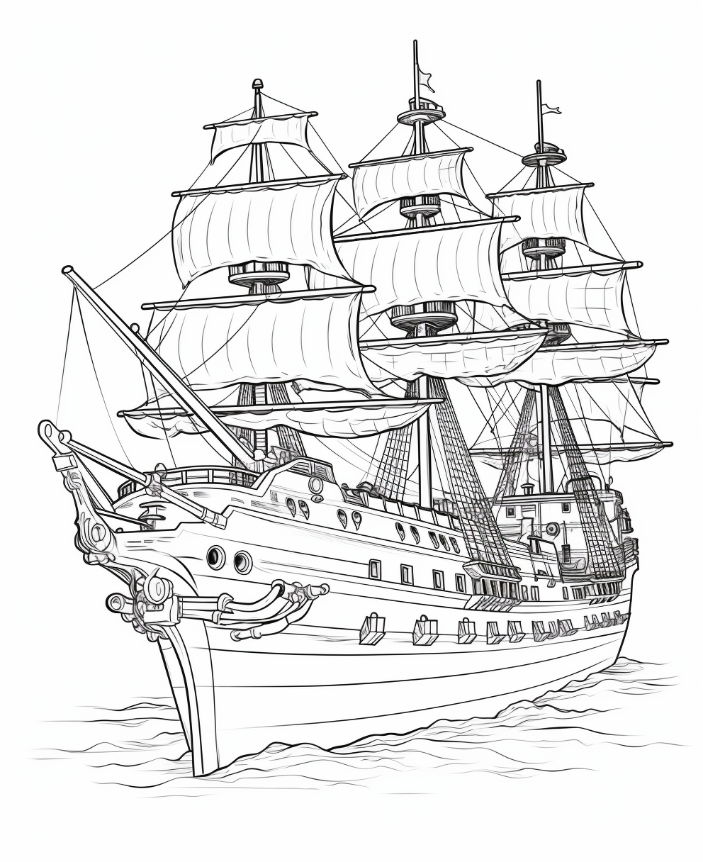 Age of Exploration Battleship Coloring Page