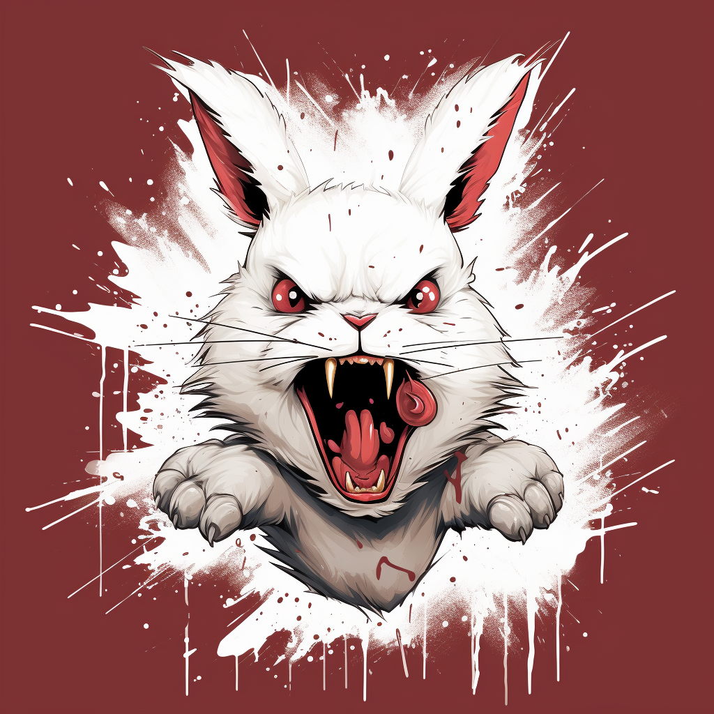 Aggressive Funny Bunny T-Shirt Painting