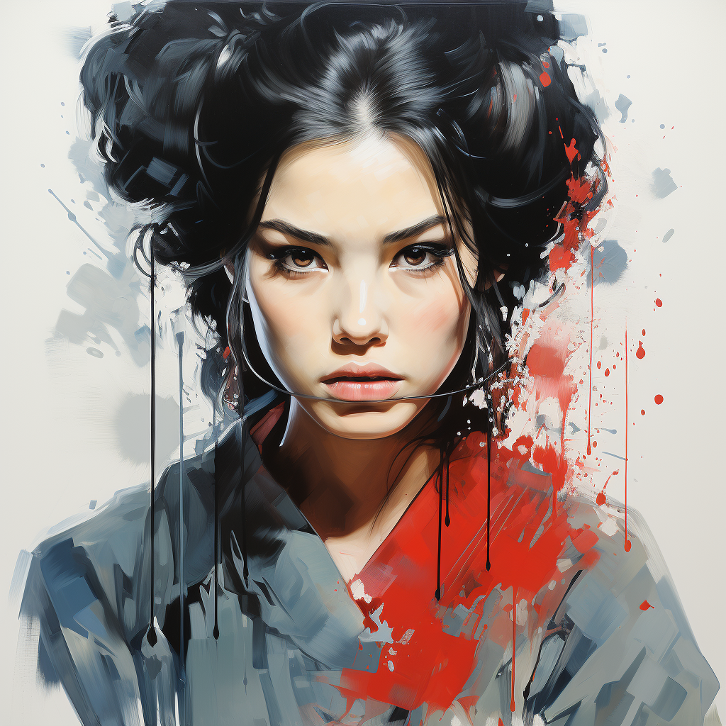 Aggressive Japanese Geisha with Deep Stare  ?