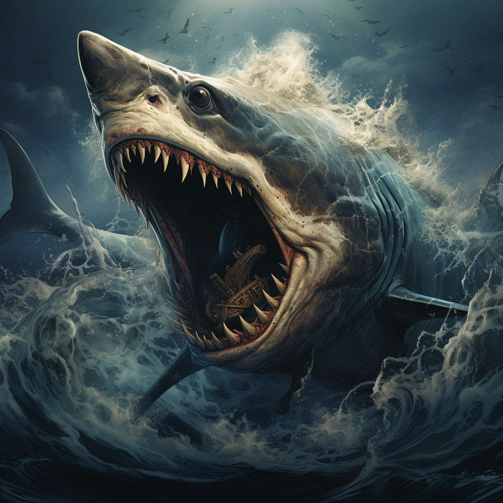 Aggressive Undead Shark in Ocean Waters