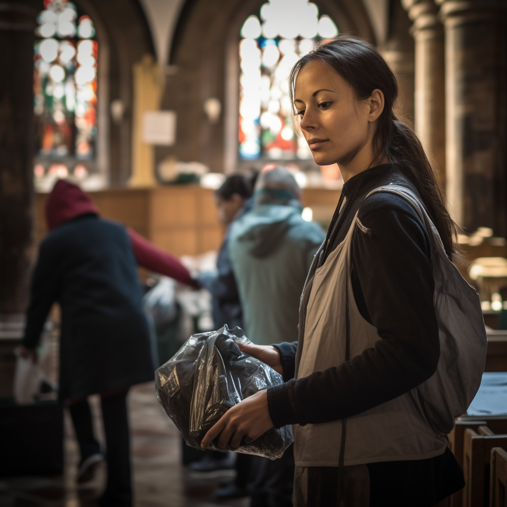 Agnes helping underprivileged at a church