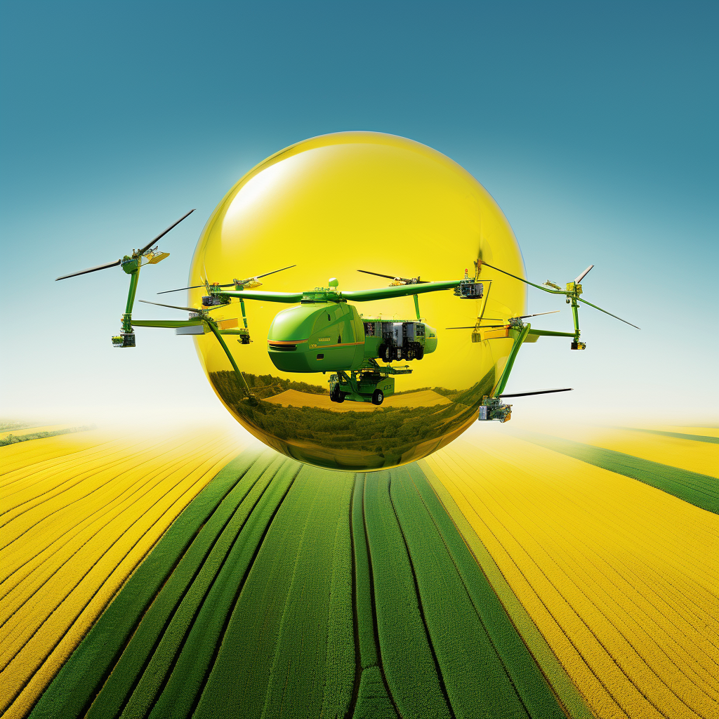 Yellow-green agricultural synergy with UAV drone