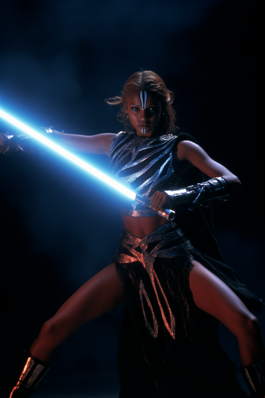 Ahsoka in dynamic Star Wars fight