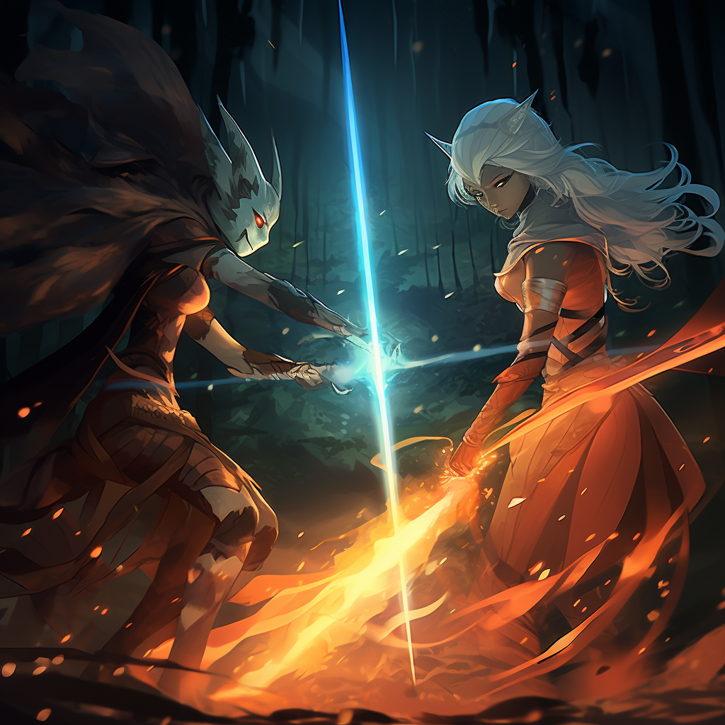 Ahsoka fighting Night Sister with lightsaber