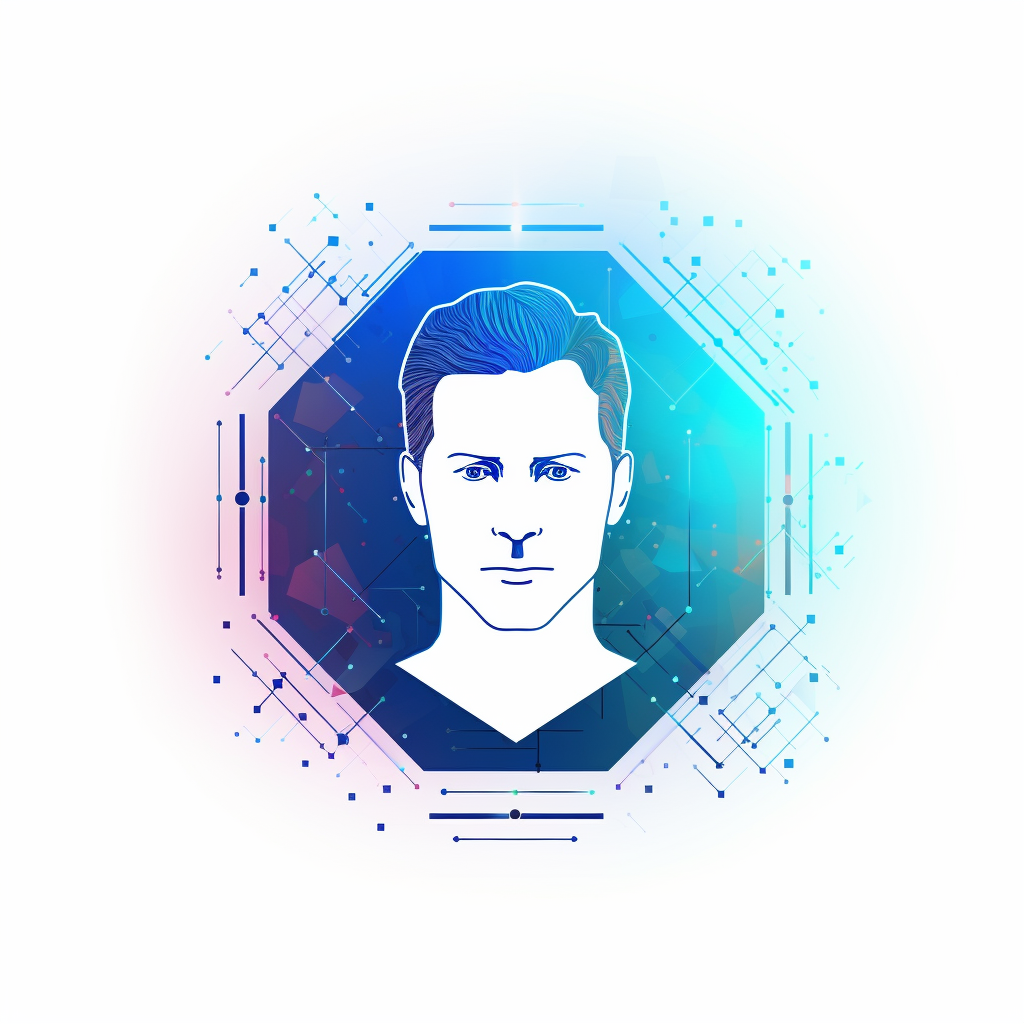 Futuristic AI blockchain digital passport logo