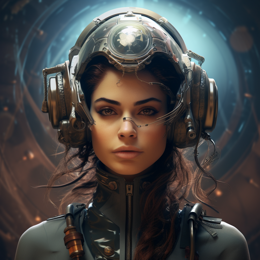 Female pilot time-traveling AI cyborg