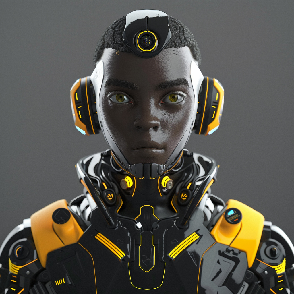 AI gaming avatar with black yellow details