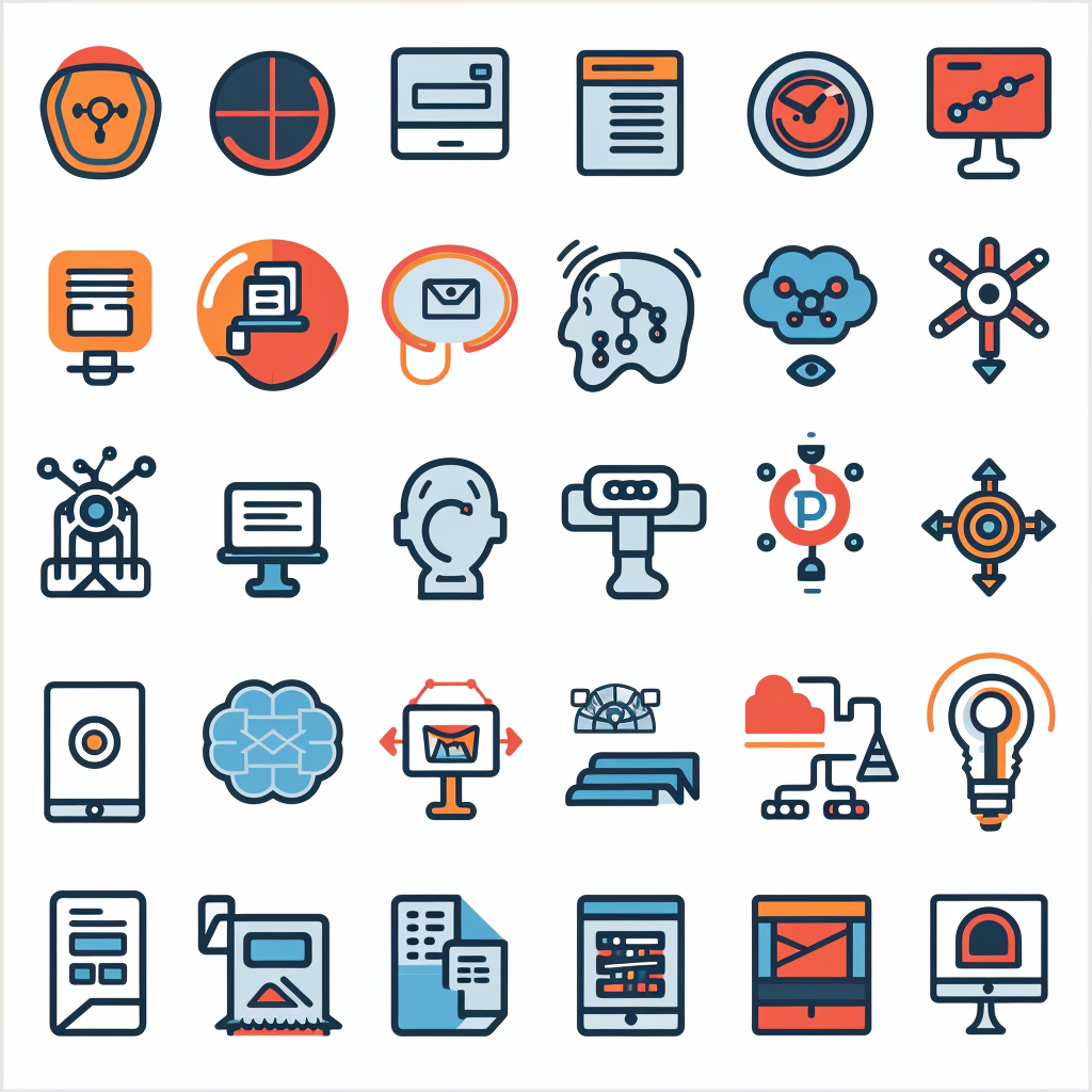 Simple AI icons in pattern