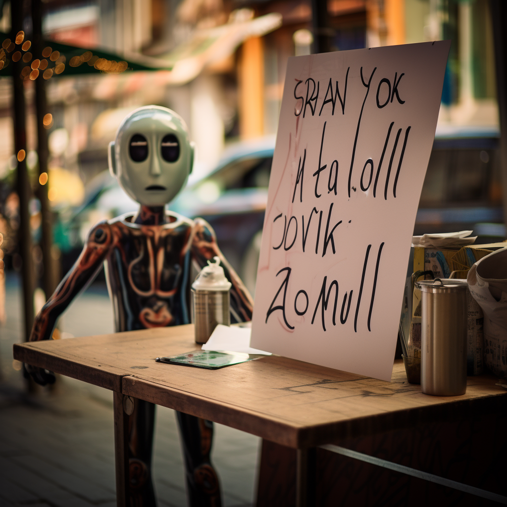 Handwritten sign saying  AI will not take your job