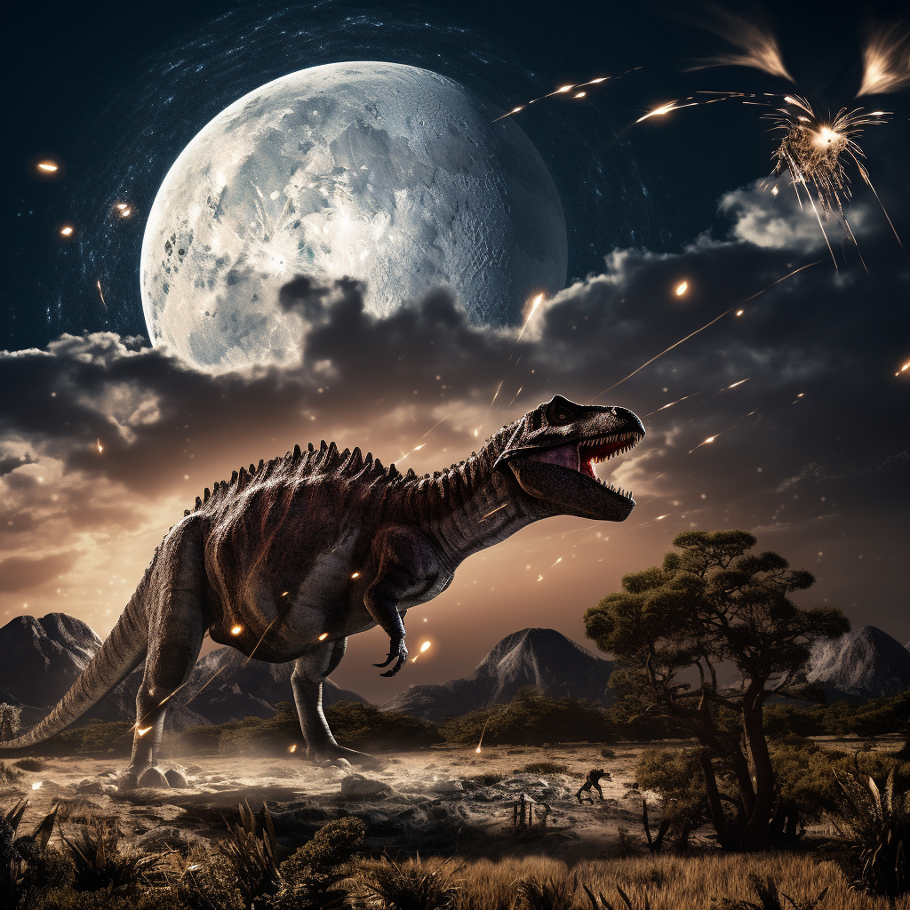 AI-marked meteor causing dinosaur extinction