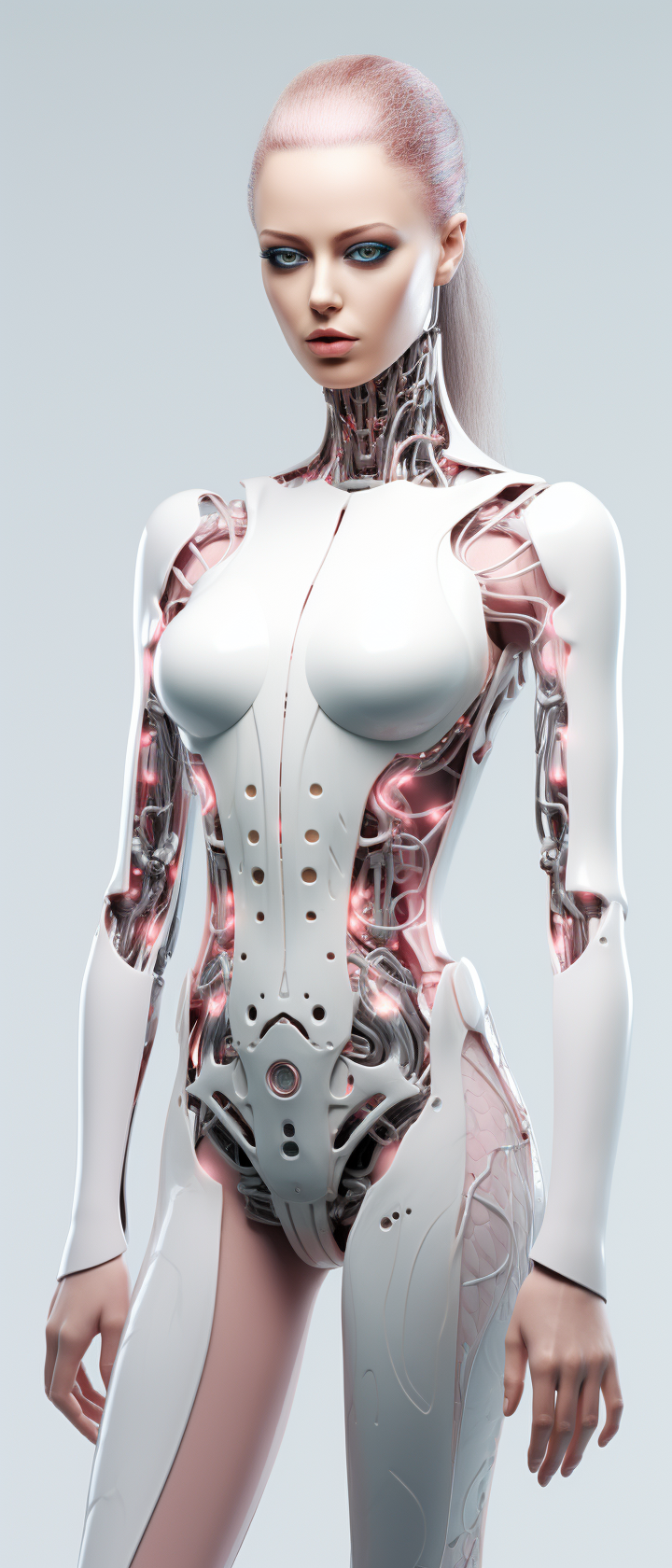 Beautiful AI Robot Woman Standing Up