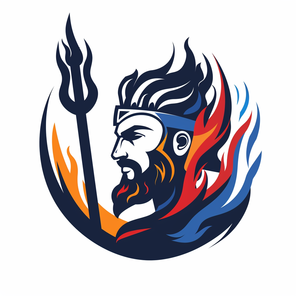 Triton logo with air and fire elements