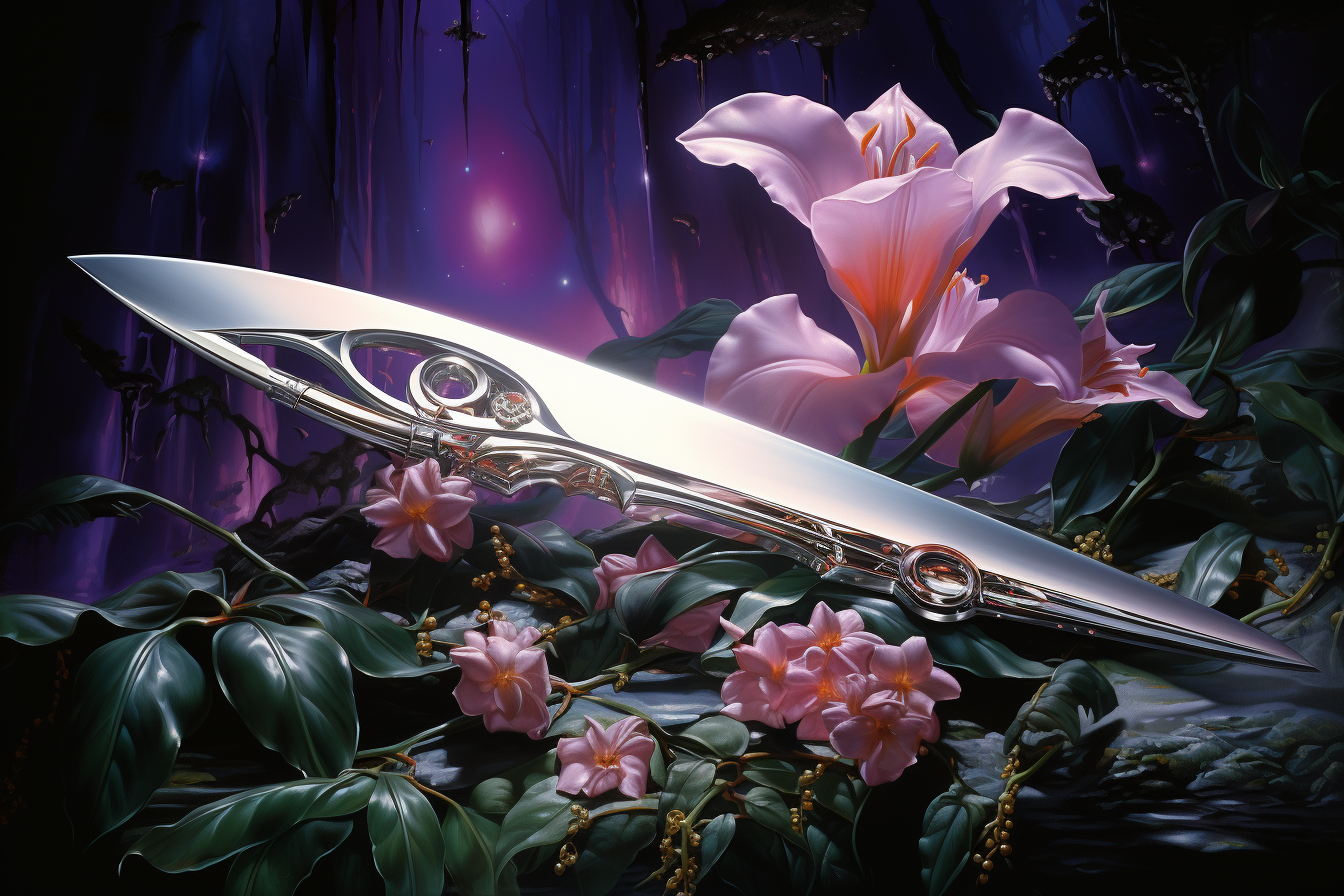 Airbrushed Knife and Lily Artwork