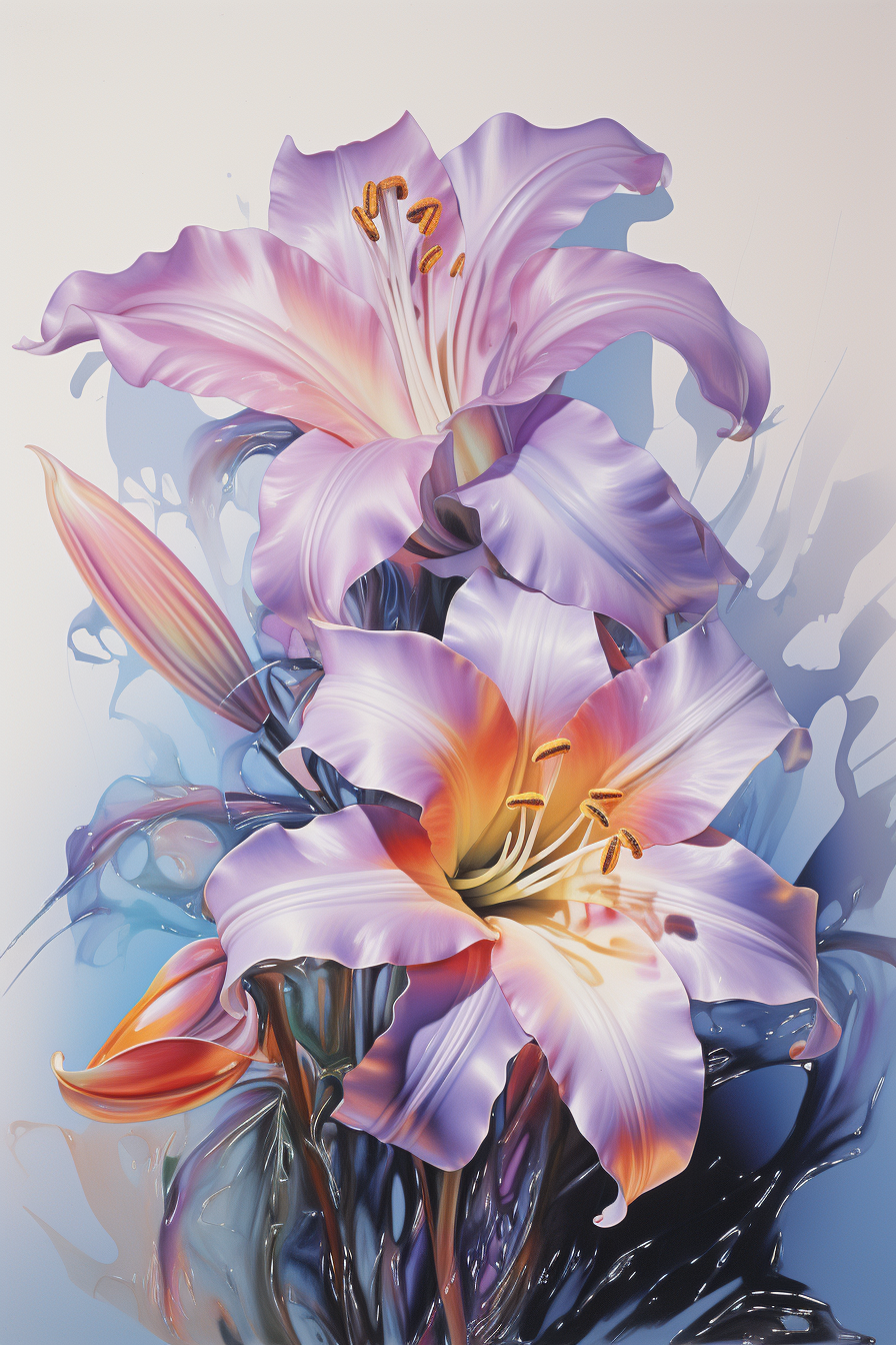 Airbrushed Lily Poster in Metallic Colors