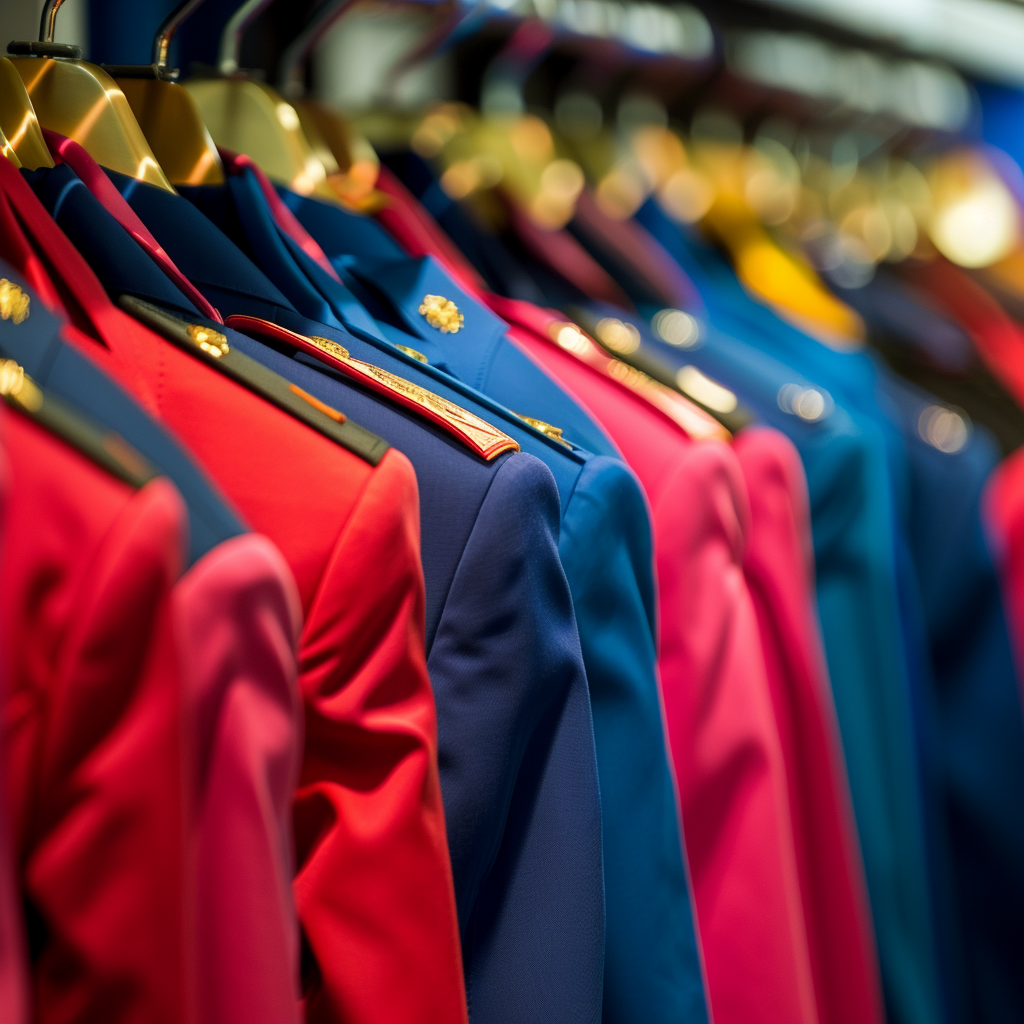 Airline uniforms in vibrant carousel