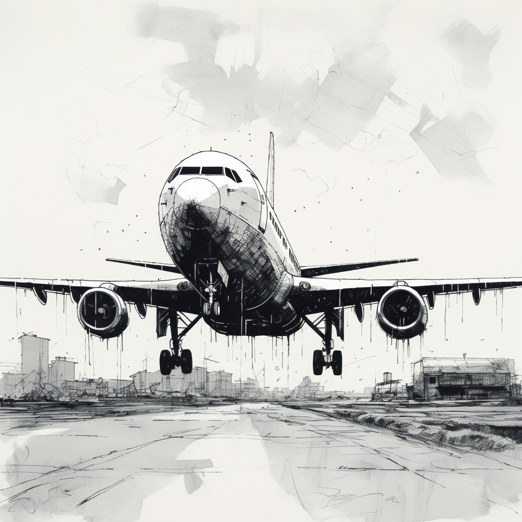 Stunning airplane takeoff artwork