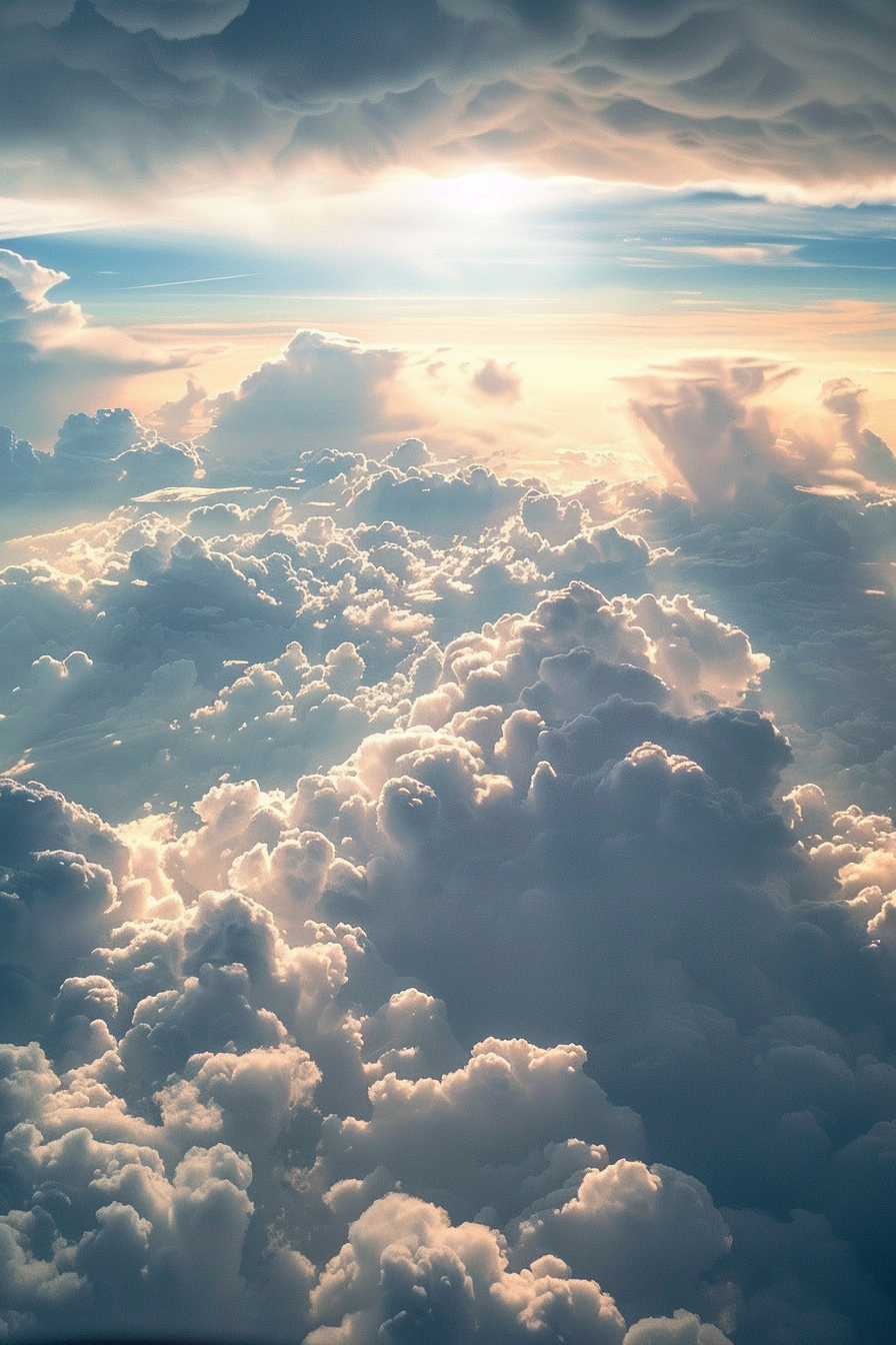 Airplane view above clouds