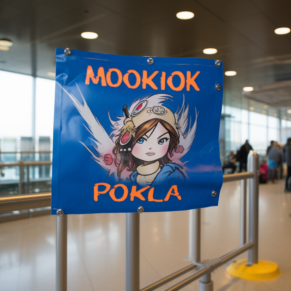 Custom airport sign with MONIKA, Bulgarian and American flags