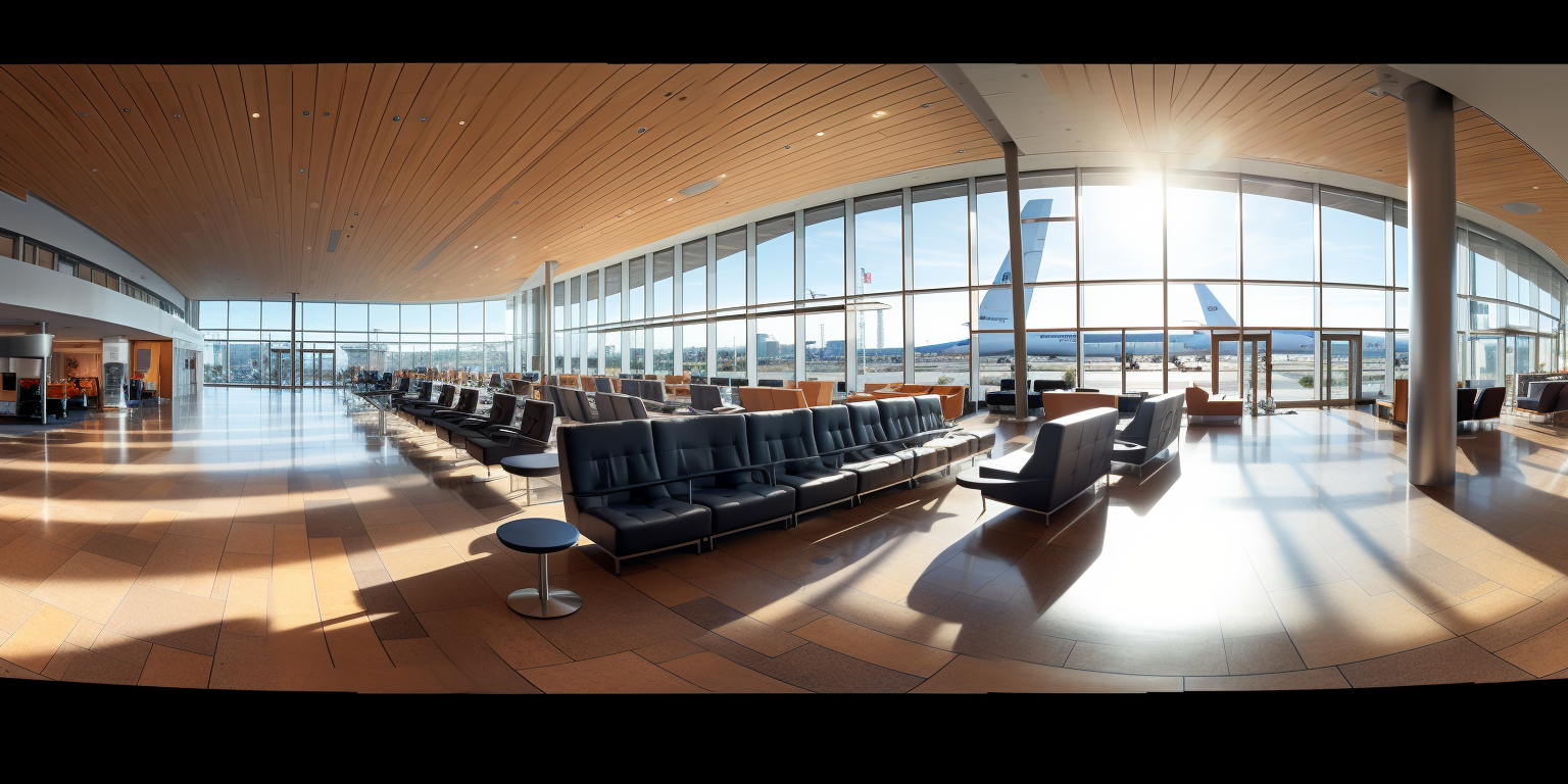 Airport Waiting Room with Big Screens