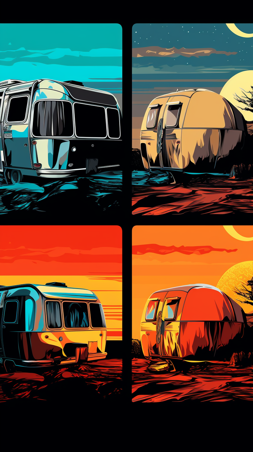 Colorful Airstream Camping in Warhol Style