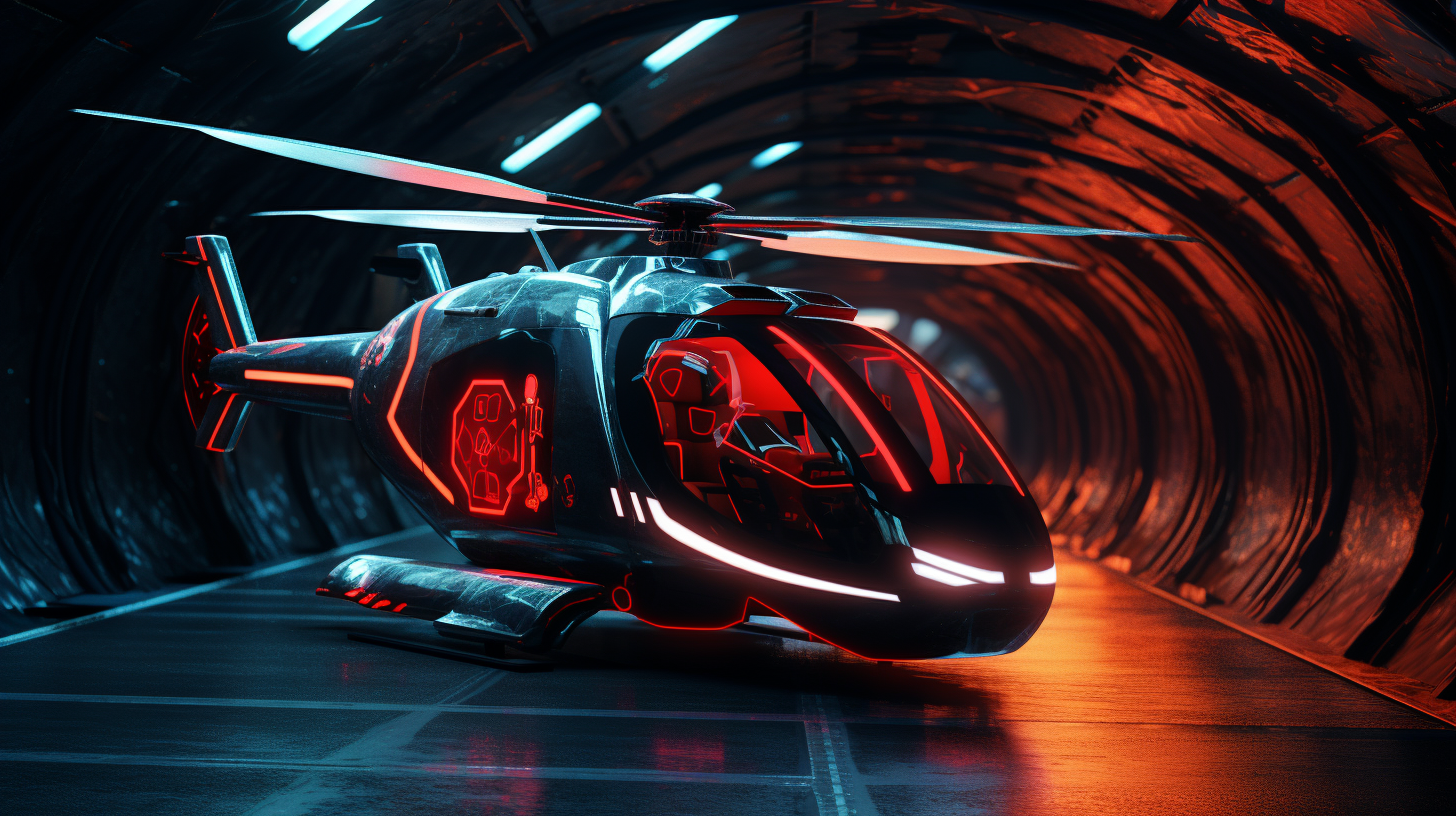 Ferrari Airwolf Helicopter with Tron Lighting