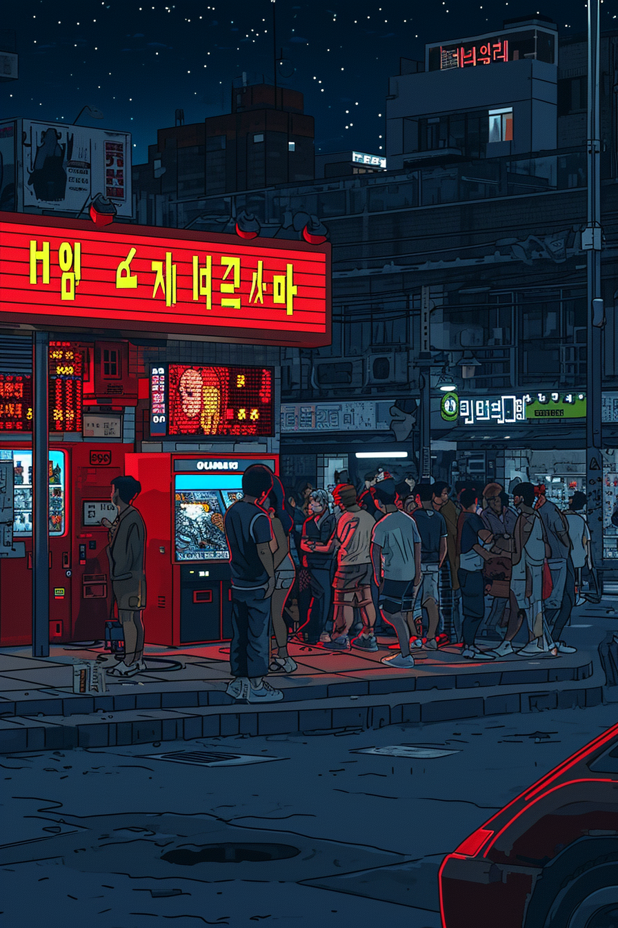 Pixelated Akira Gang at Arcade in Seoul