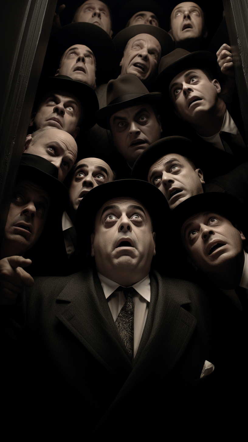 Al Capone and mafia members looking up