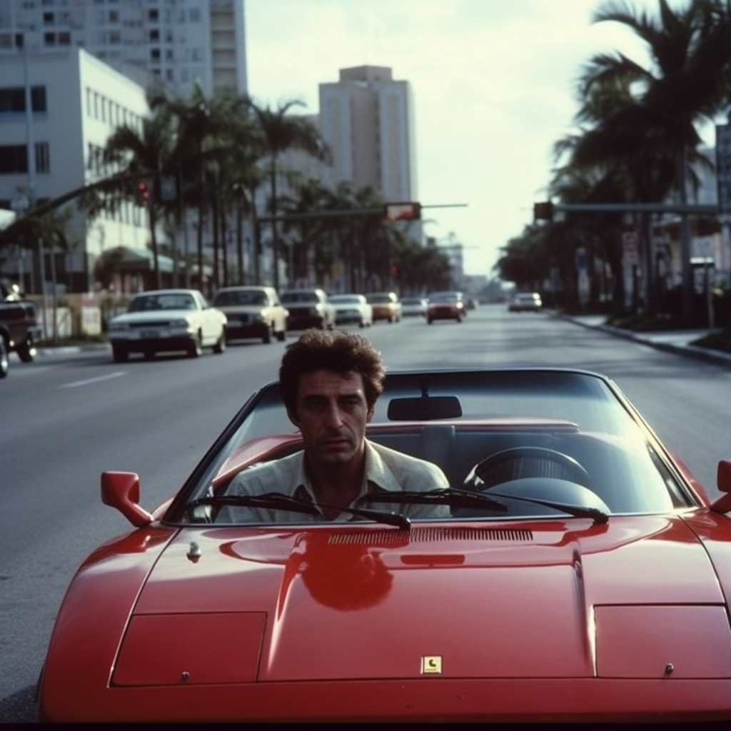 Al Pacino driving Ferrari in Miami