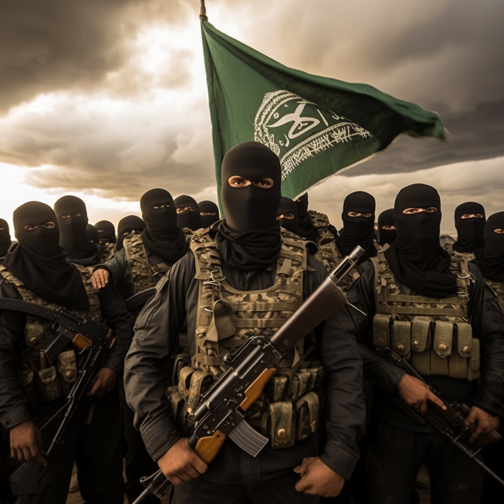 Al-Qassam Brigades holding Palestine flag