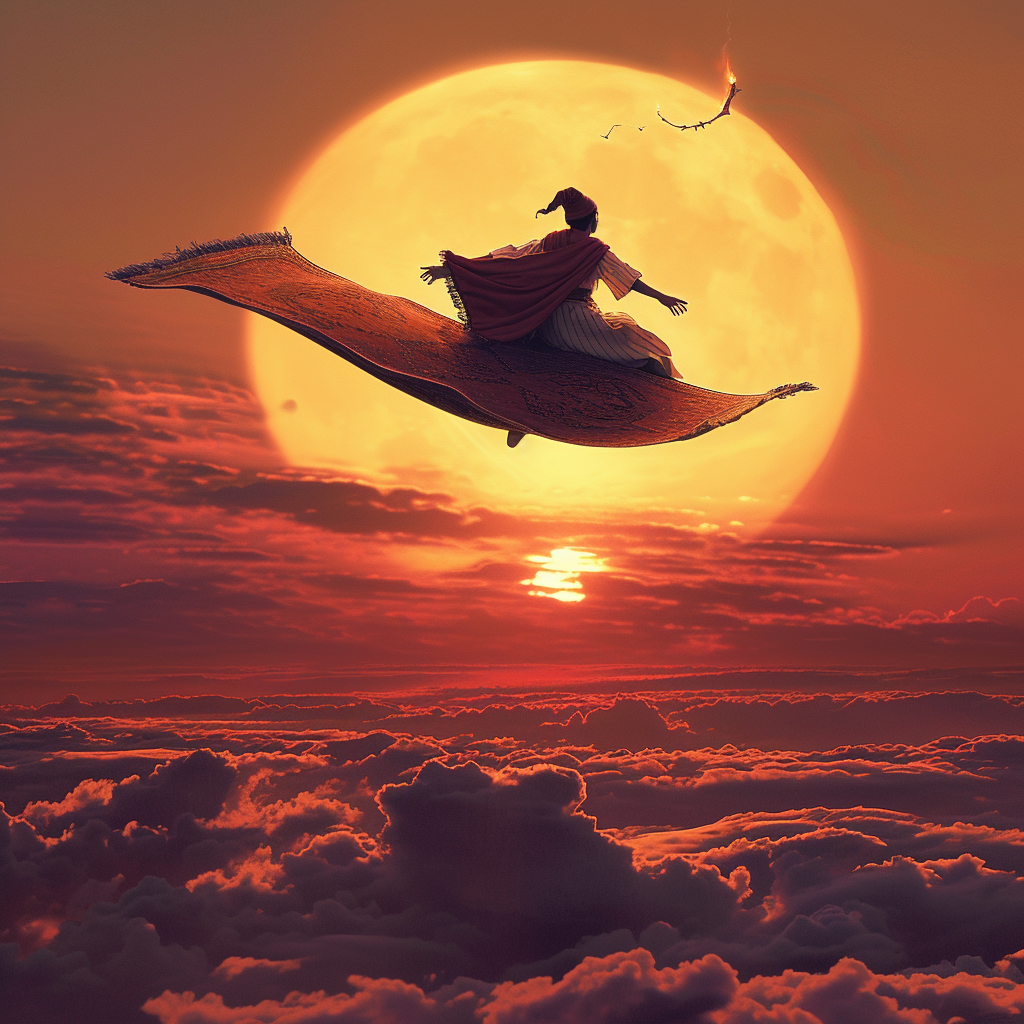 Aladdin Flying Carpet Arabic Sunset