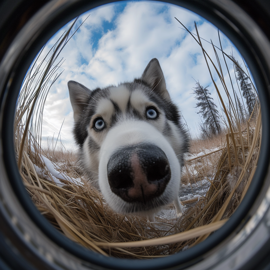 Alaskan Malmute Dog Wide-Angle Lens