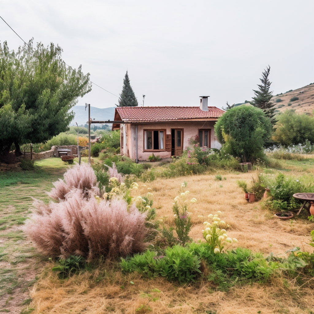 Albanian Countryside House Yard Image