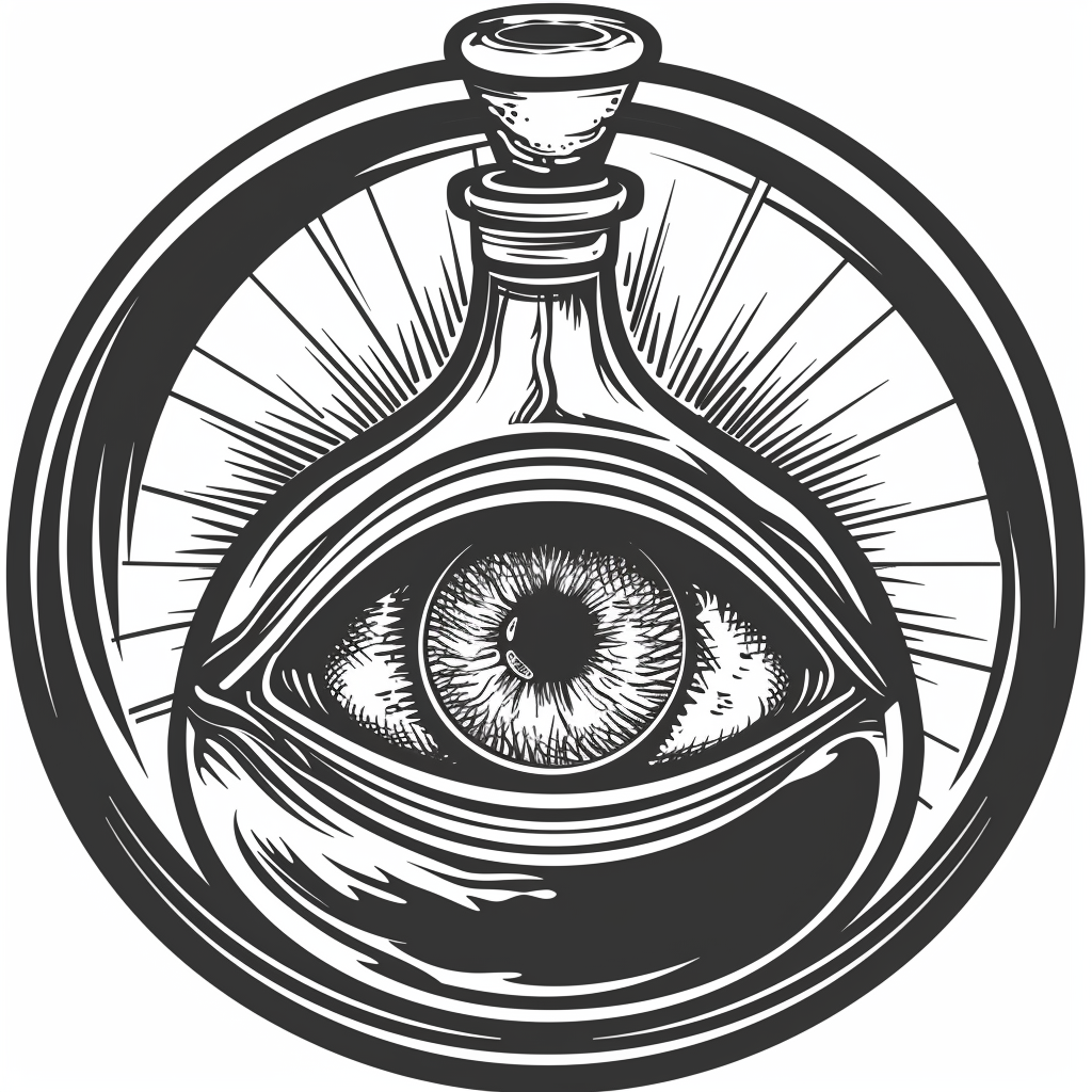 Alchemical flask with eye vector illustration