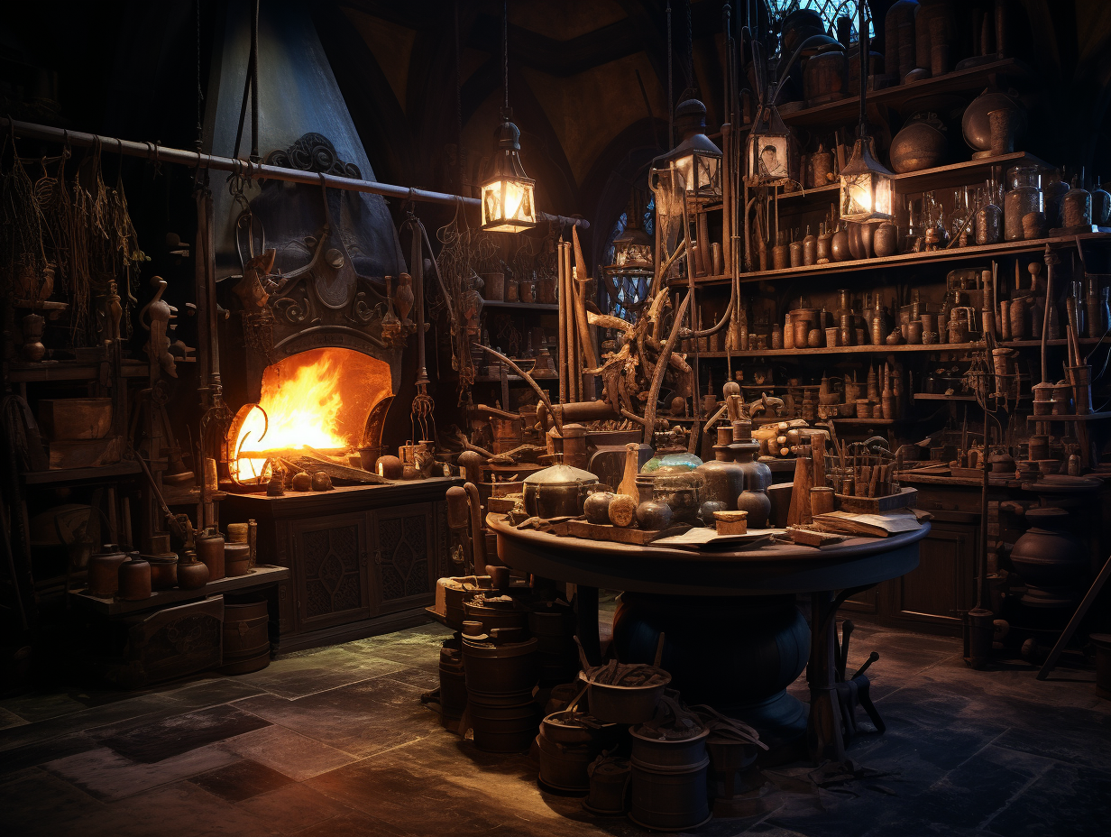 Alchemist's Atelier Bookshelfs Laboratory Equipment