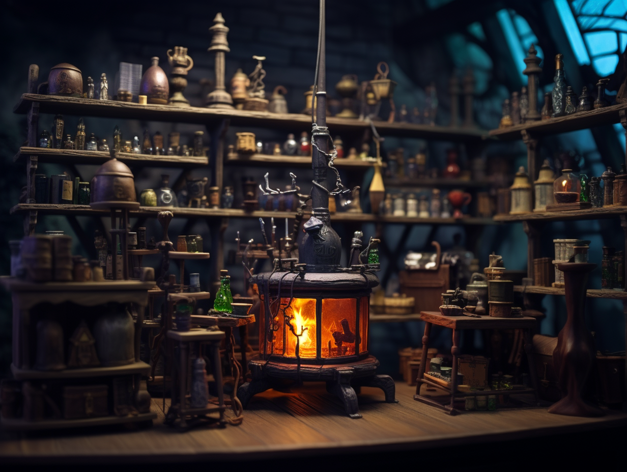 Inside view of alchemist's atelier