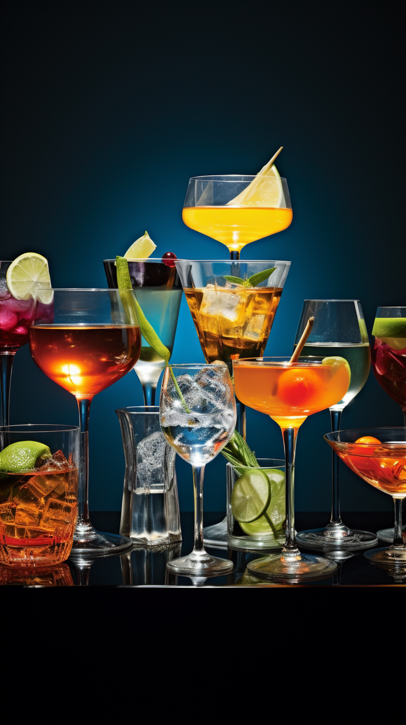 Different types of alcohol glasses