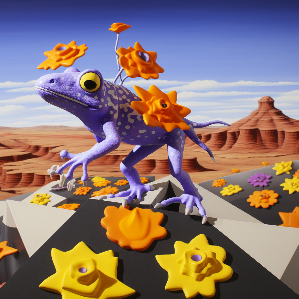 Colorful Alebrije Toad on Desert Plain