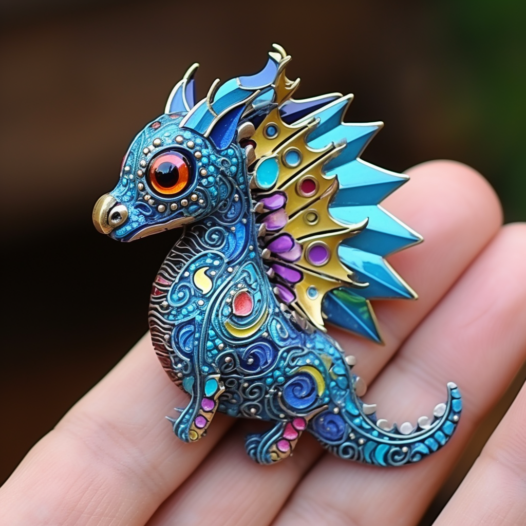 Alebrijes Dragon Blue Jeans lapel pin