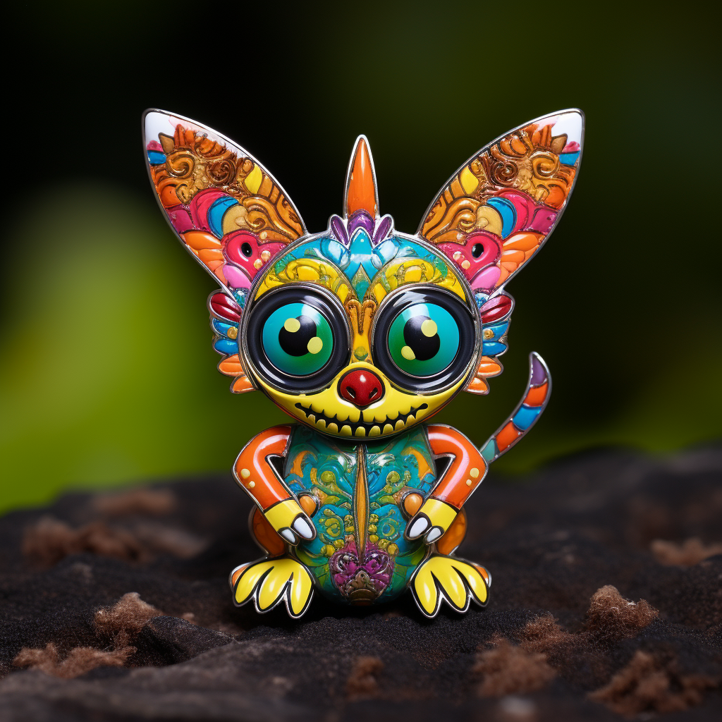 Holiday themed alebrijes lapel pin