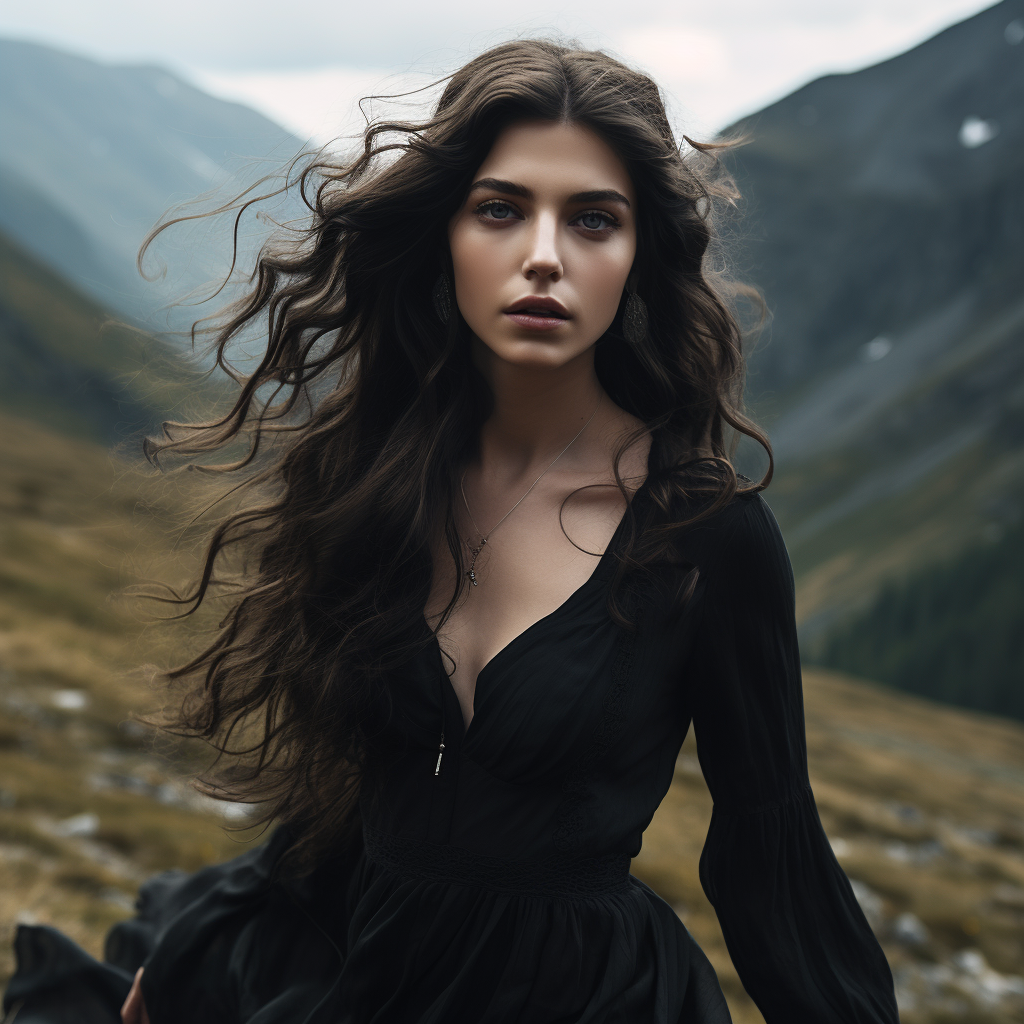 Young woman posing in velvet and chiffon slip dress