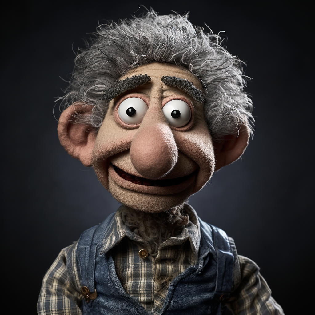 Alf the Puppet with Grey Hair and Dark Grey Snout