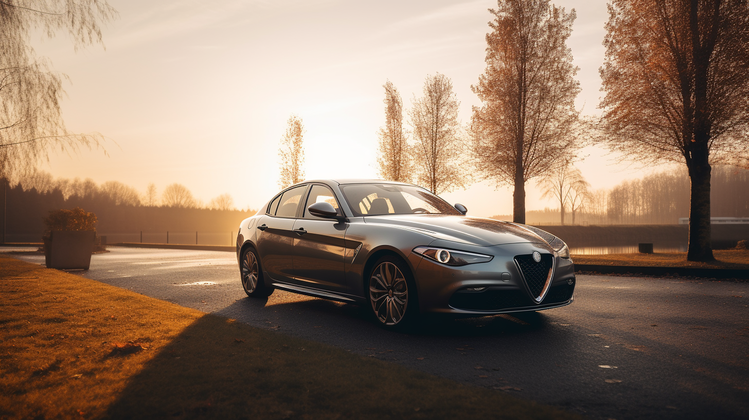 Sunlit Alfa Romeo Giulia on Riverside Road