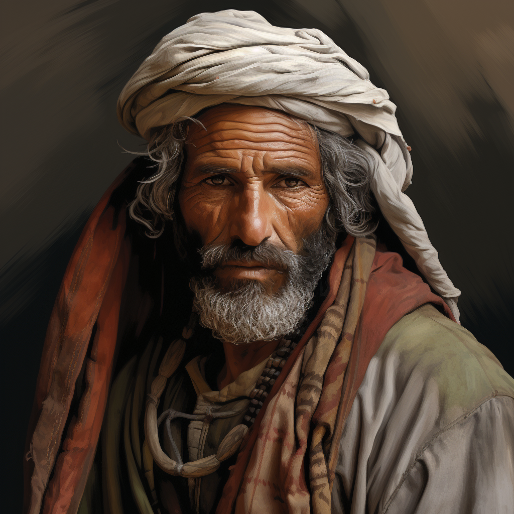 Portrait of Algerian man in traditional Kabily attire