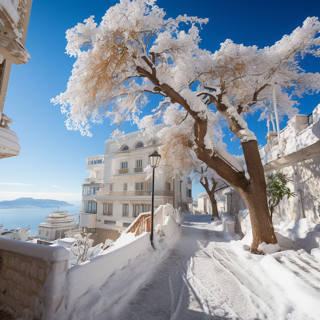 Snow-covered beach houses in Alicante