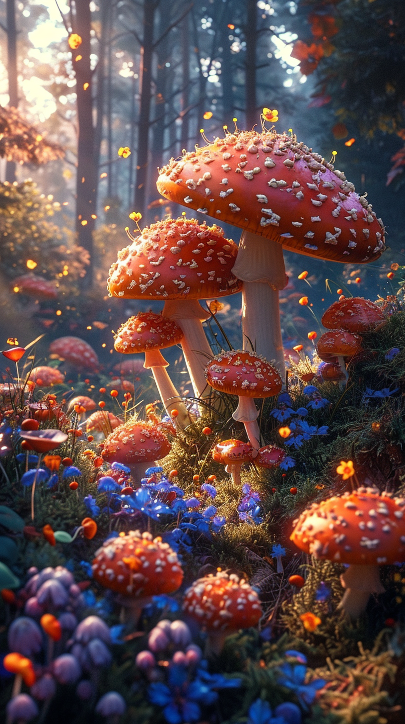 Alice Wonderland Magic Mushrooms Day Realistic